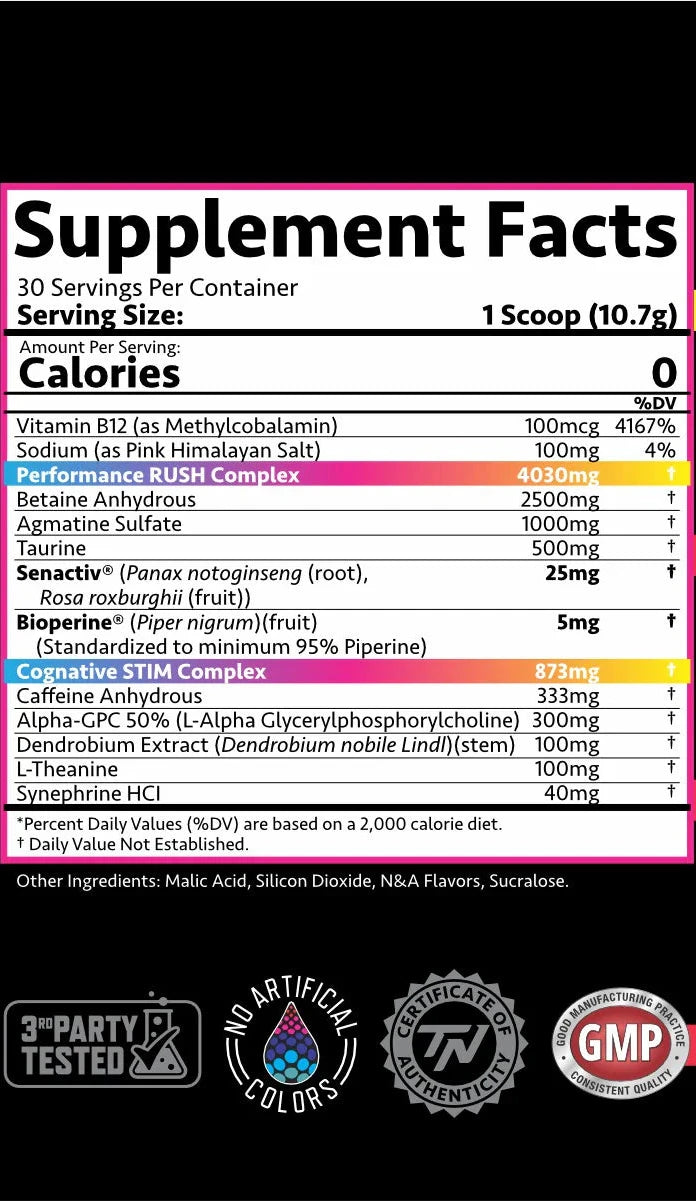 Titan Nutrition Stim-Rush PreWorkout - Bemoxie Supplements