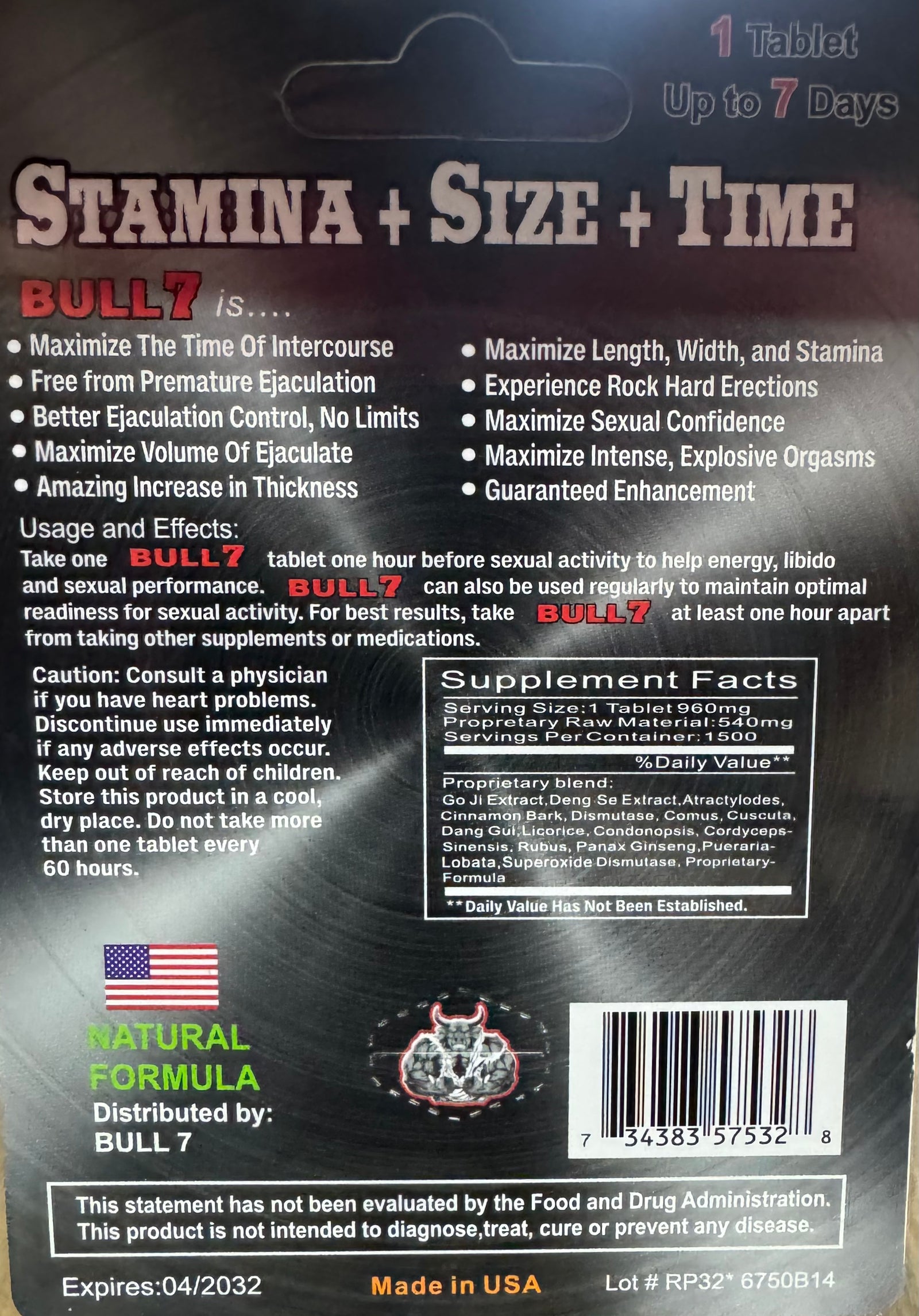 Bull 7 Platinum 70000K – Extreme Performance Enhancement Formula - Bemoxie Supplements