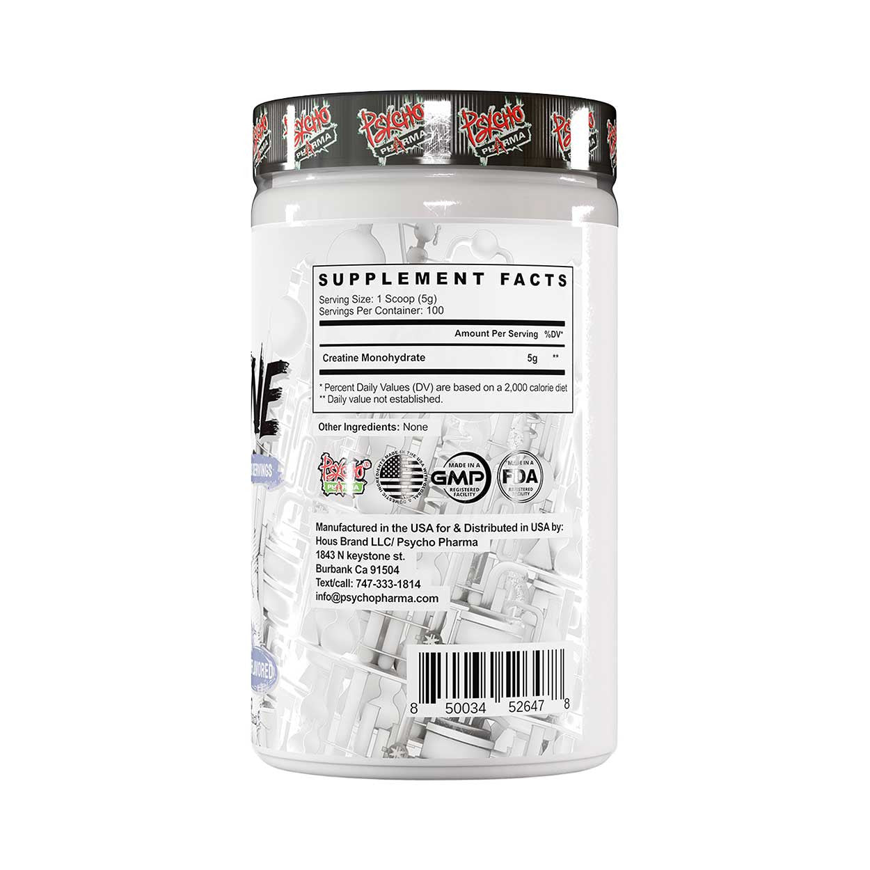 Psycho Pharma Creatine Monohydrate – 5g Pure Creatine for Strength, Size & Power - Bemoxie Supplements