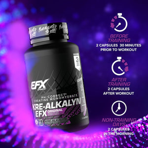 EFX Sports Kre-Alkalyn EFX Creatine Capsules – 120 Count  pH-Balanced Creatine - Bemoxie Supplements